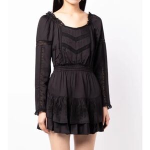 LoveShackFancy Black Sanaya Mini Dress